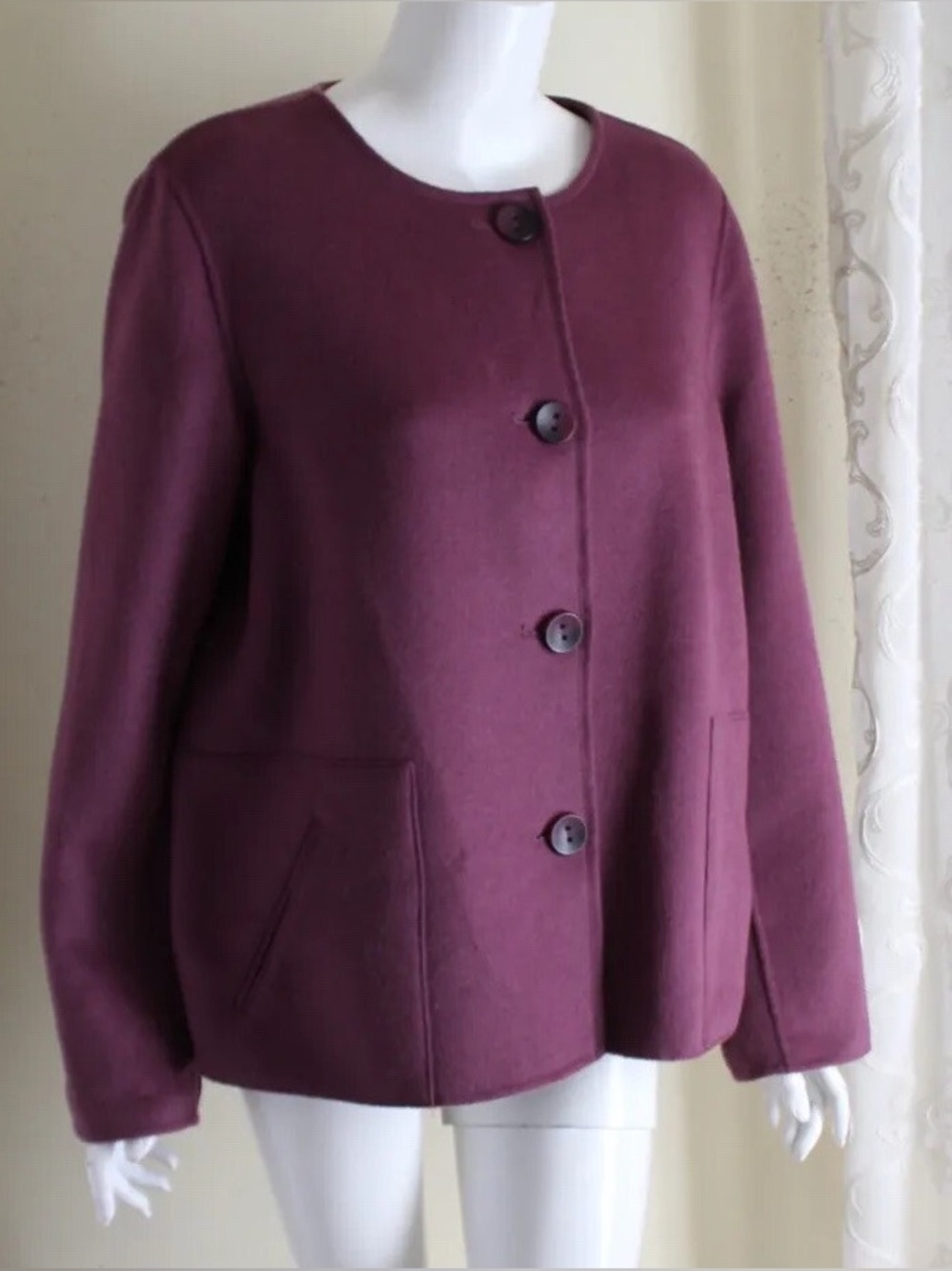 J. Jill Soft Plum Button-Front Pea Coat